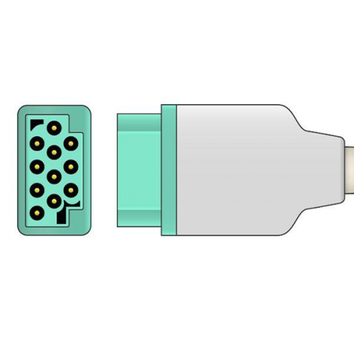 Kabel kompletny EKG do GE Marquette / Dash, 3 odprowadzenia, klamra, wtyk 11 pin